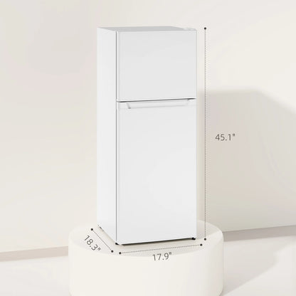 Small Fridge with Freezer, 4 Cu Ft Refrigerator with Reversible Doors, White