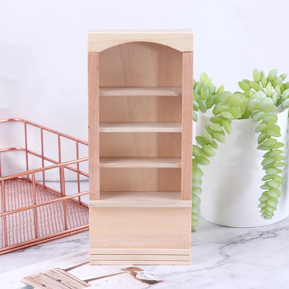 1Pcs Dollhouse Miniature furniture Bookcase Display Shelf Modern Style Wood Bookcase Doll House Toys