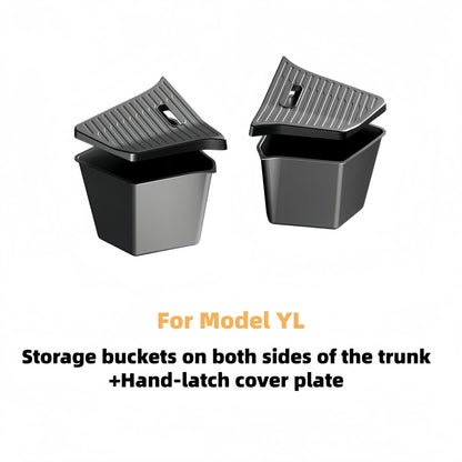 4PCS Trunk Organizer for Tesla Model YL Launch Refresh 2026 Rear Trunk Storage Bins Side Box Organiser TPE Accessories