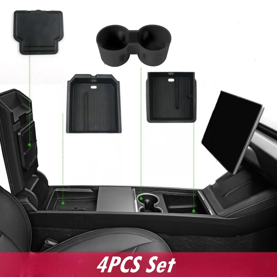 For Tesla Model Y 2025 2026 Center Console Organzier Tray Model 3 Highland 24-26 Armrest Box Hidden Storage Box Cup Holder