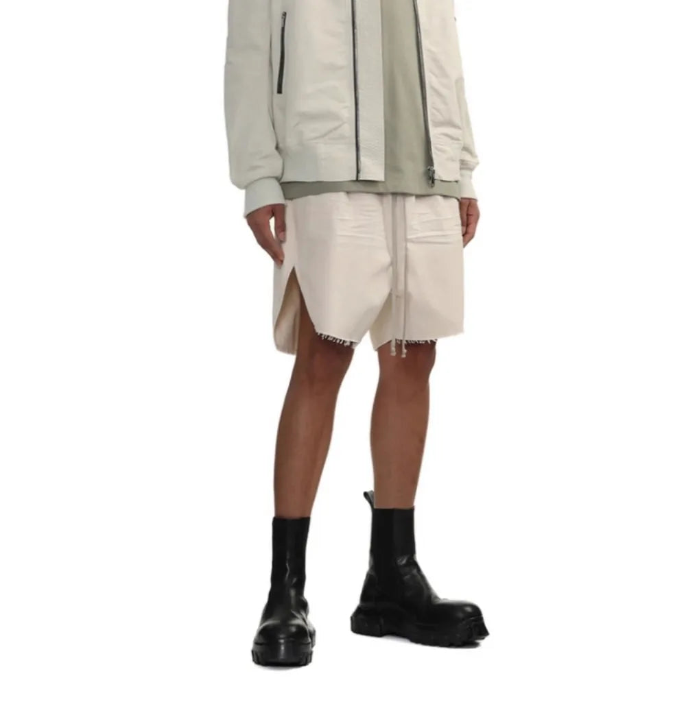 High Street Shorts Men's Dark RO Men's Side Split Casual Shorts 25RO Drawstring Loose High Street Wide Leg Shorts