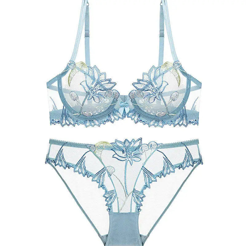 Sexy French Ultra Thin Lace Embroidery Underwire Bra Summer Minimizer Full Coverage Slimming For Busty Women Daily Wear 32-38ABC