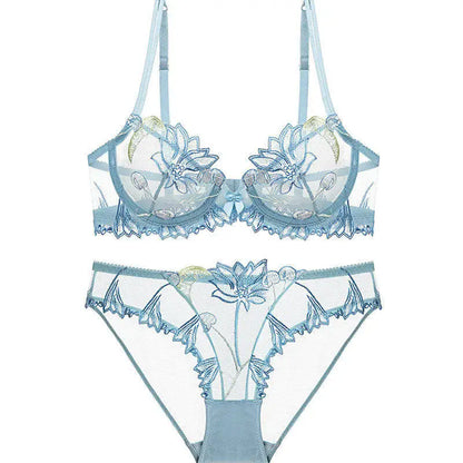 Sexy French Ultra Thin Lace Embroidery Underwire Bra Summer Minimizer Full Coverage Slimming For Busty Women Daily Wear 32-38ABC