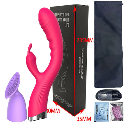 Rabbit Vibrator for Women USB Rechargeable G Spot Dildo Vibrator Clitoris Stimulator Dual Stimulation Female Masturbator SexToy