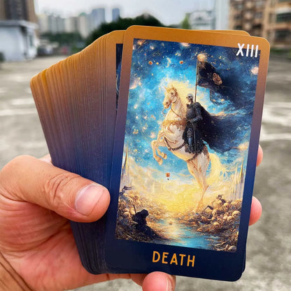 78 Card Deck, 13x8 Cm, Lantern of the Stars Tarot Cards, Traditional Symbolism with Bright Celestial Imagery, Card Game