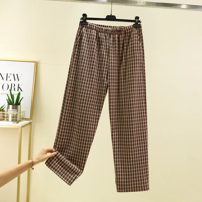 Men's Casual Dervo Home Pants Autumn Winter Plaid Spwear Large Size Comfortable All-Match Long Trousers for Daily Wear
