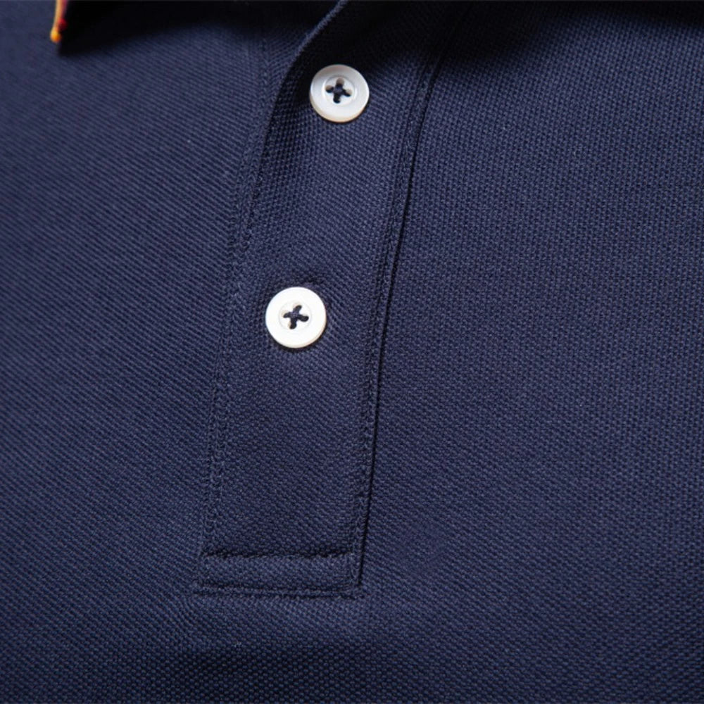 AIOPESON Men's Henley Neck Polo Shirt Cotton Solid Color Long Sleeve Autumn Winter Premium Luxury Mens Top
