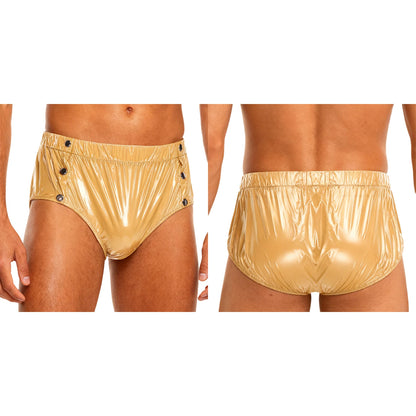 Mens Waterproof Incontinence Diaper Cover Solid Color Elastic Waistband Side Pressing Button Tear-away Washable Briefs Underwear