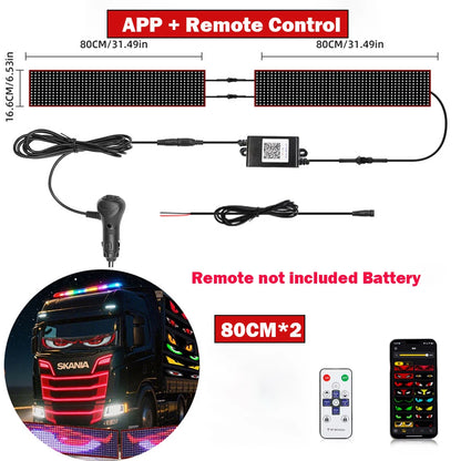 LED Devil Eyes Ambient Light Flexible Windshield Pixel Panel APP Control Custom Text Animation Music Sync For Car SUV Bus Truck