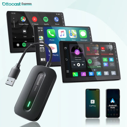 OTTOCAST New Play2Video Pro Wireless Carplay Adapter Android Auto Ai Box Built in Youtube Netflix for Car with Wired Carplay