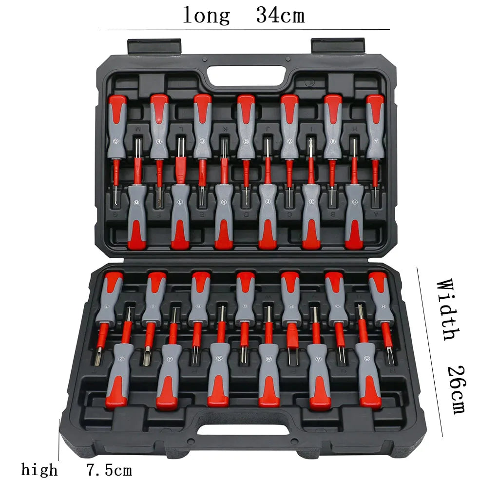 Rafford 26-Piece Terminal Removal Tool Set — Automotive Wiring Pin Extraction Kit (Universal)