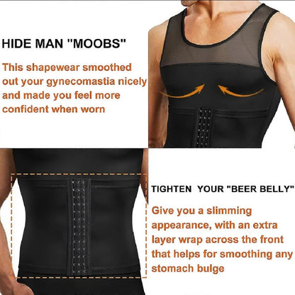 1PCS Mens Tummy Control Body Shaper Vest, Button Adjustable Compression Tank Top, Breathable Invisible Slimming Shapewear