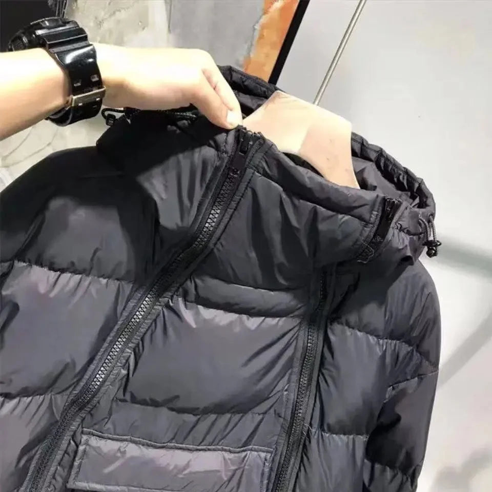 Winter New Style Men's Casual Hooded down Cotton Jacket Double Zipper Versatile Bread Style Popular Couple's Coat