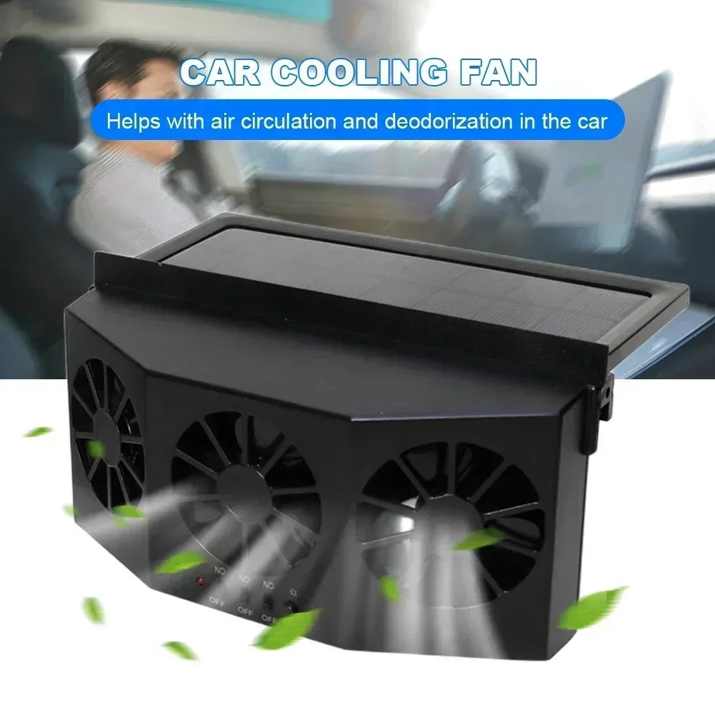 NEW Solar Powered Car Exhaust Fan Car Window Fan Cooling Radiator Energy Saving Auto Coole Portable Deodorization Ventilator