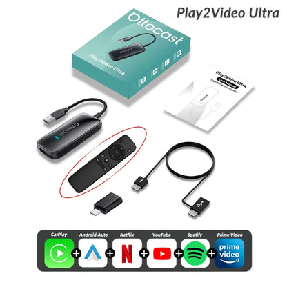 Ottocast Play2Video Ultra Mini Dot WiFi6 AI Box Carplay Adapter Android Auto Media Player YouTube Netflix Install Apps for Audi