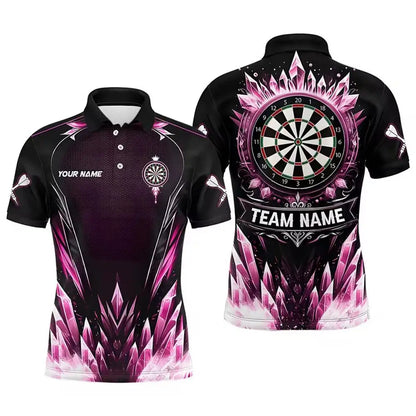 Custom Name Team Name Darts Polo Shirt Men 3D Skull Butterfly Blue Black All Over Print Quick Dry Sports Short Sleeve Golf Tops