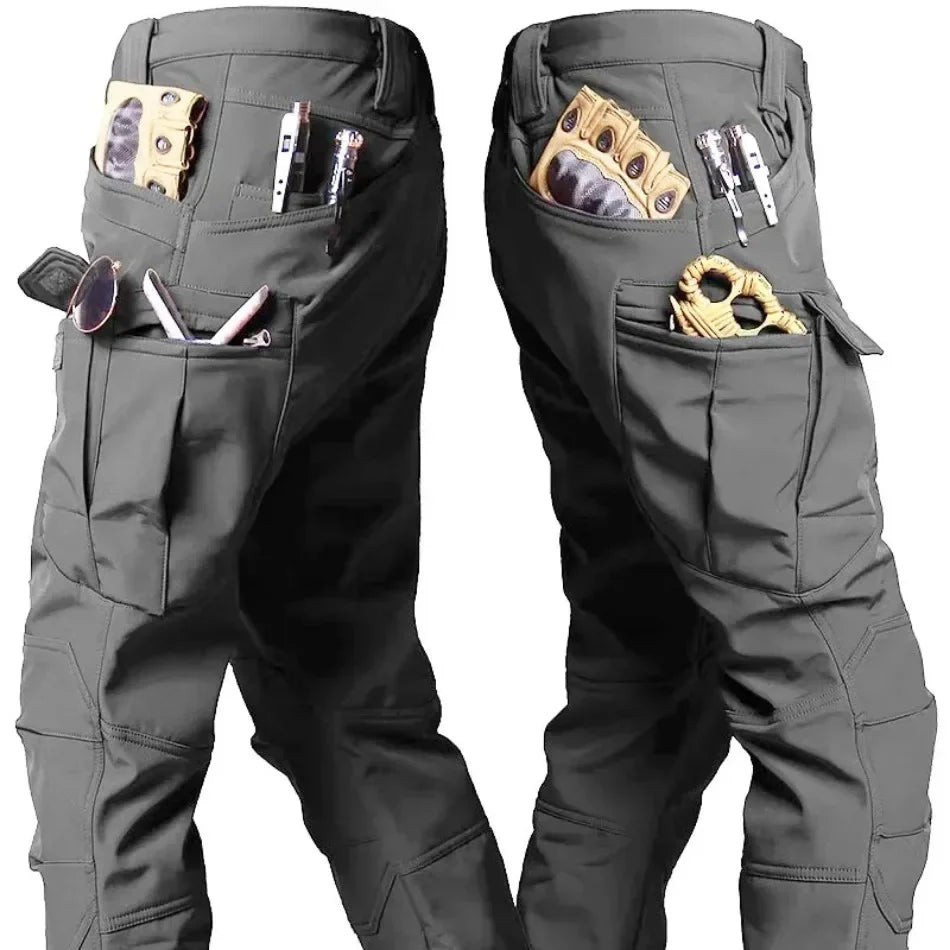 Autumn and Winter Tactical Camouflage Pants Men's Shark Skin Soft Shell Work Pants Outdoor Multi Pocket Windproof Combat Pants