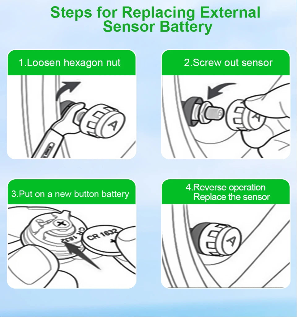 Powstation TPMS Wireless Motorcycle Tire Pressure Monitoring System Solar Charge Tyre Temperature Alarm System Colorful Display