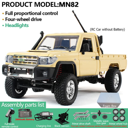 MN82PRO MN82 1/12 RC Car 4WD 2.4G Remote Control Car Simulation Classic All-terrain Off-road LED Light RC Truck Toys As Kid Gift