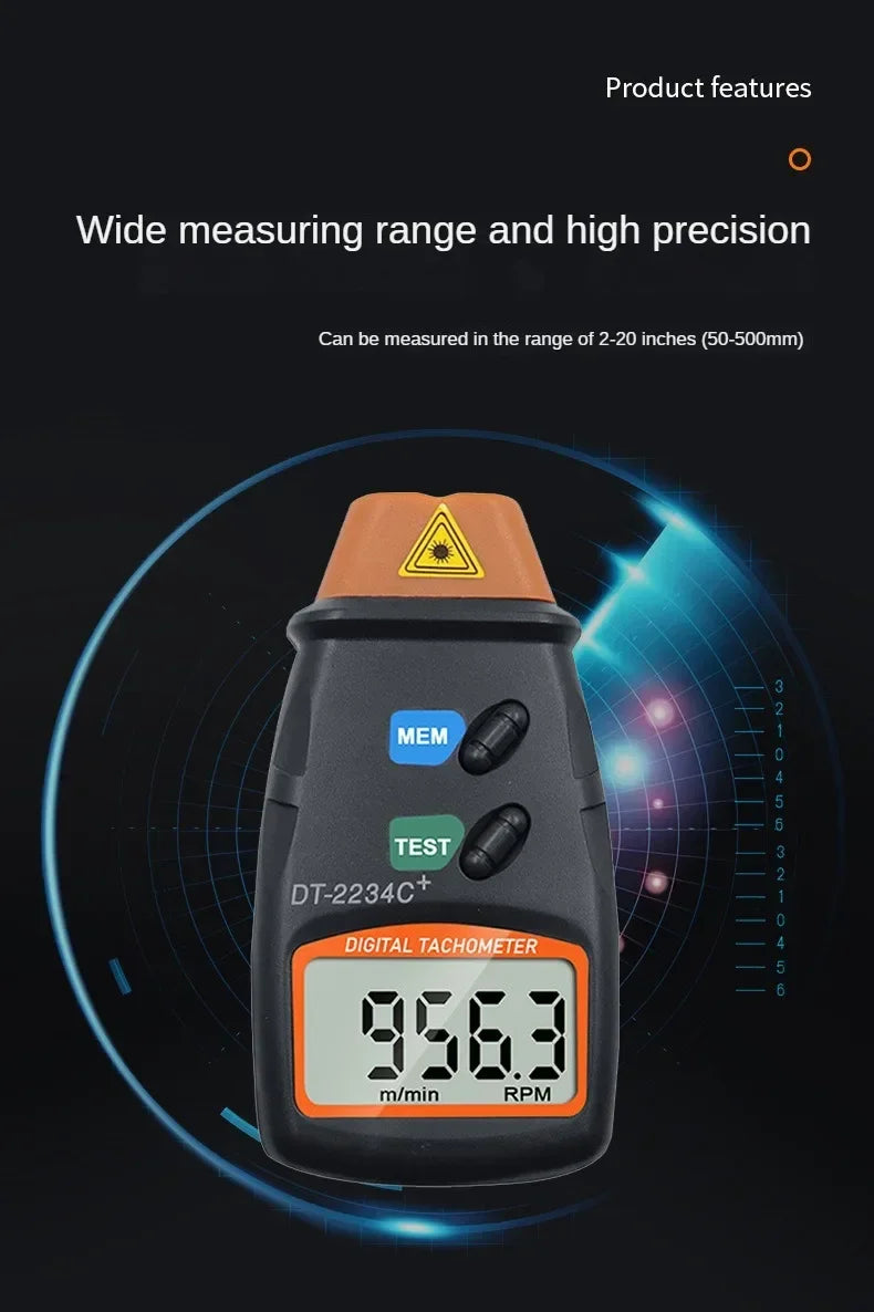 Dt2234C + Digital Laser Tachometer Rpm Meter Non-Contact 2.5RPM-99999RPM Lcd Display Speed Meter Dt2234C Tester Speed