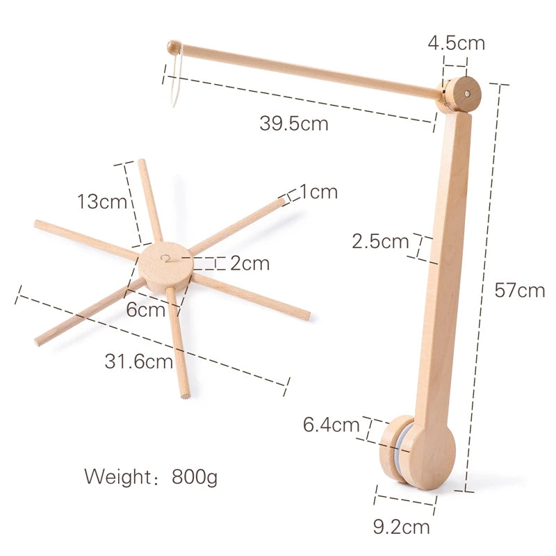 DIY Baby Crib Bed Bell Holder Arm Toy Imitation Wood Grain Infant Bed Decoration Toys Rotating Music Box Nut Screw Arm Bracket