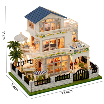 DIY 3D Puzzles Wooden Dollhouse Furniture Light Kit Doll House Casa Miniature Accessories Wooden Toys For Xmas Birthday Gift
