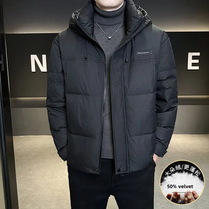 Men's Hooded Down Jackets New Winter Style White Duck Down Warm Coats Men's Cold-proof High-end Thickened Cotton-padded Jackets