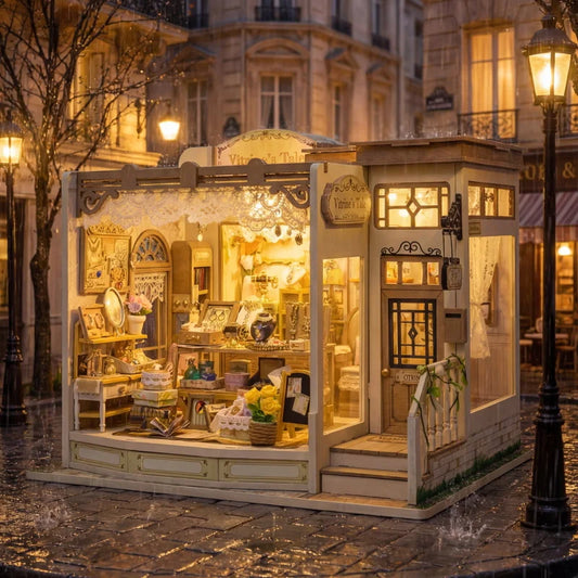 Diy Doll Miniature House Kit Wooden Casa Dollhouse Furniture Light Handmade Assembly Miniature Toys Birthday Gifts Jewelry Store