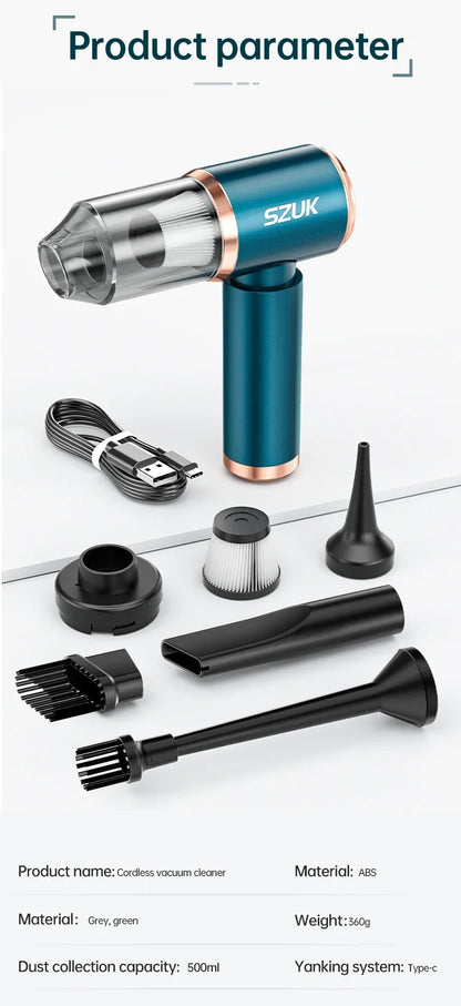 SZUK Mini Car Vacuum Cleaner 165000Pa Powerful Vacuum Cleaner Strong Suction Handheld Portable Wireless Vacuum Cleaner for Car