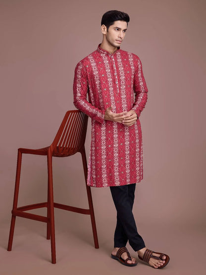 Luxury Islamic Arabic Abaya Robe National Style Ethnic Print Stand Collar Youth Mid-length Ropa Arabe Hombre Kurta For Men