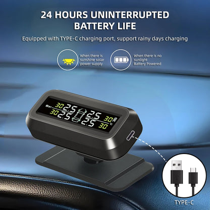 K44 Tire Pressure Monitoring System Temperature Warning 4 Sensors Adhesive Windshield Solar TPMS Car Tyre Pressure Monitor