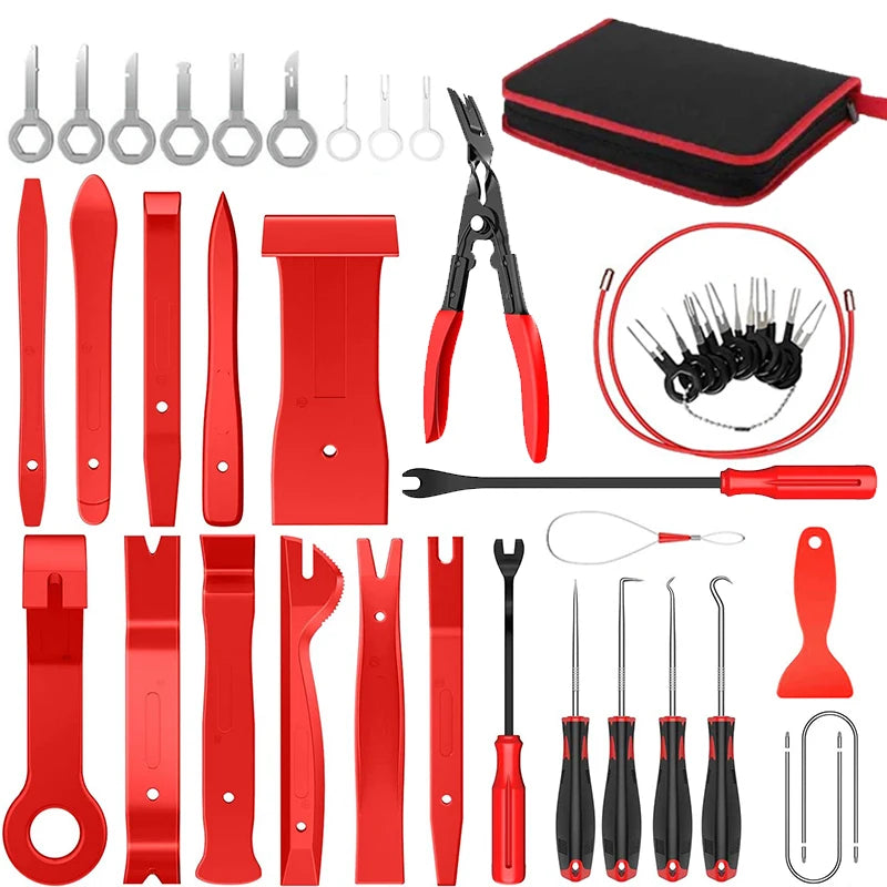 Car Disassembly Tool Car Trim Removal Tools Kit Door Panel Radio Stereo Dash Removal Tool Clip Pliers Fastener Remover Pry Tool