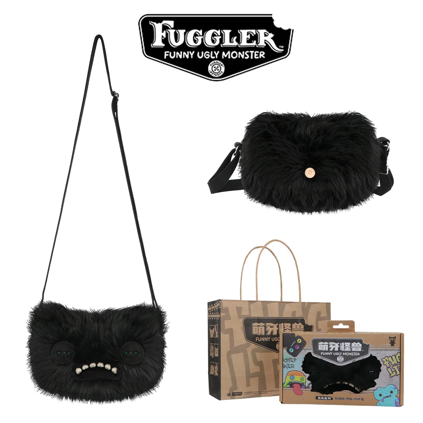 Fugglers Ugly Tooth Monster Fluffy Crossbody Bags Cute Fugg Plush Purse Shoulder Backpack Wallet Girls Boys Cartoon Animal 22CM