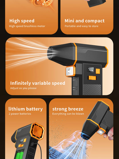 Turbo Jet Fan Electric Air Duster 10000mAh High-Speed Blower 130000RPM for Car PC Home Cleaning Powerful Portable Dryer Tool