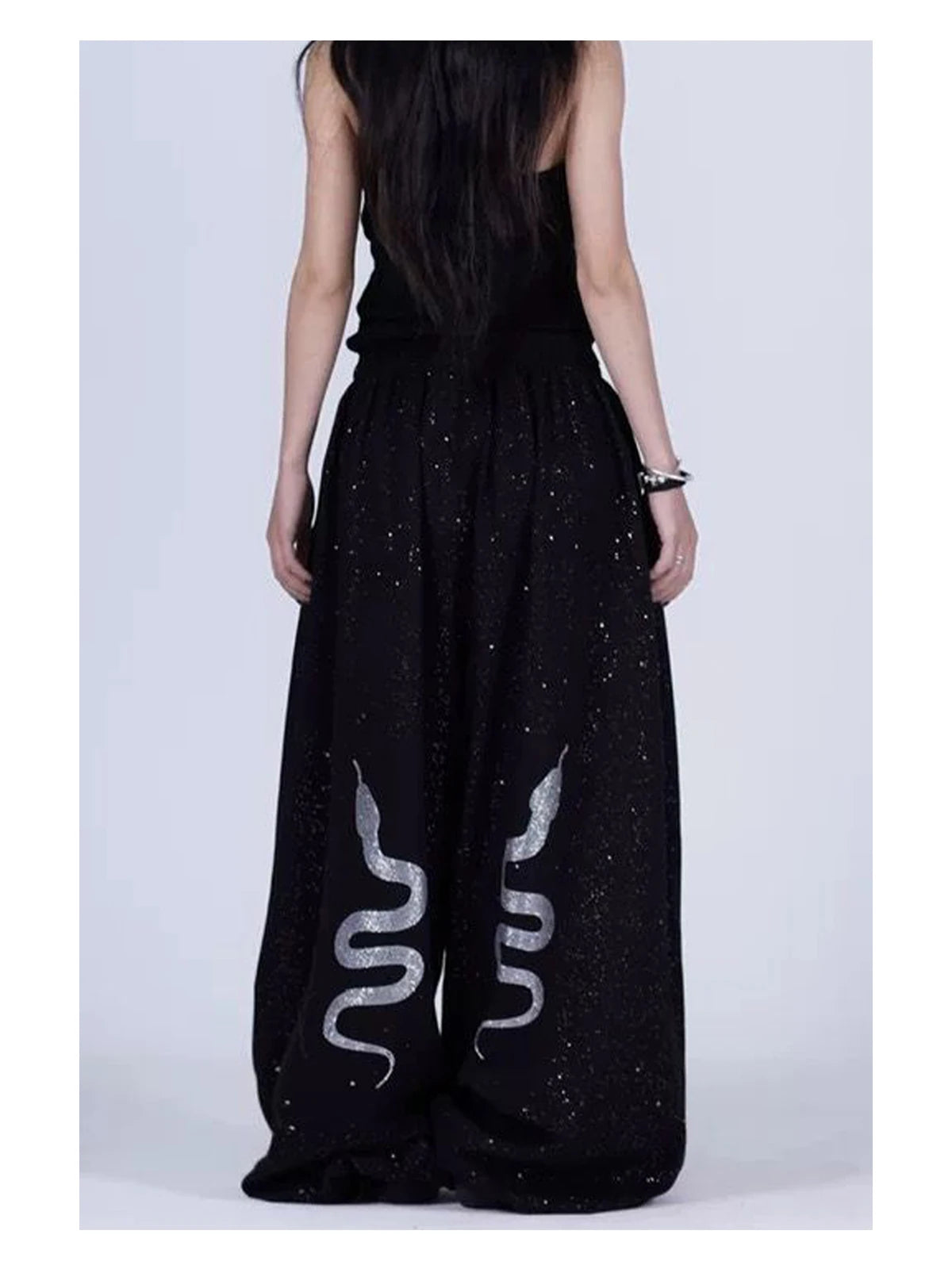 American Style Hip Hop Glitter Sports Pants Women's Spring Summer Loose Wide Leg Sweatpants Jazz Dance Floor Length Pants