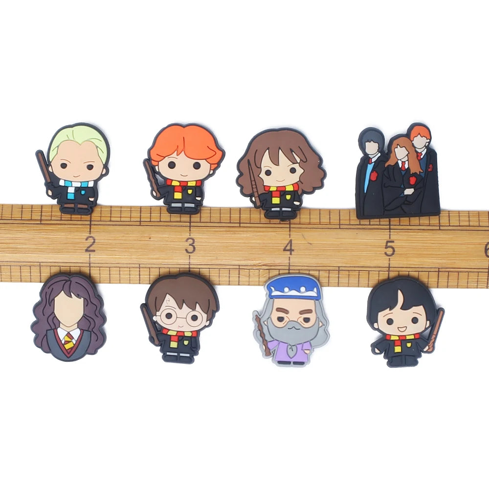 6-100pcs Hot Sales Cartoon Wizard School Series PVC Shoe Accessories DIY Detachable Waterproof PVC Shoe Decorations Giftsts