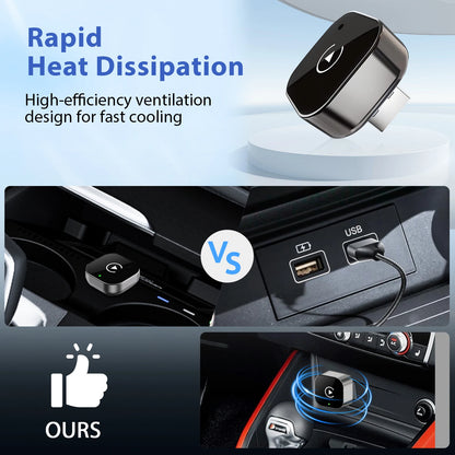 Portable 2026 New Wireless CarPlay Android Auto Adapter 5Ghz WiFi USB Type C Fast Charging Car Adapter No Delay