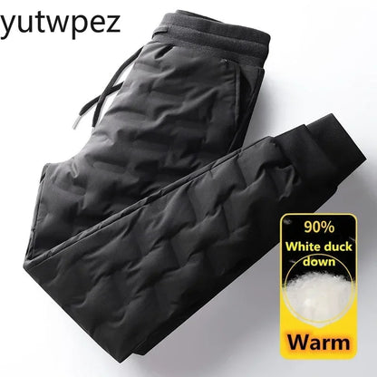 Fashion 90% White Duck Down Padded Thicken Winter Warm Down Pants Men Joggers Outdoor Sport Running Sweat Pants Thermal Trousers