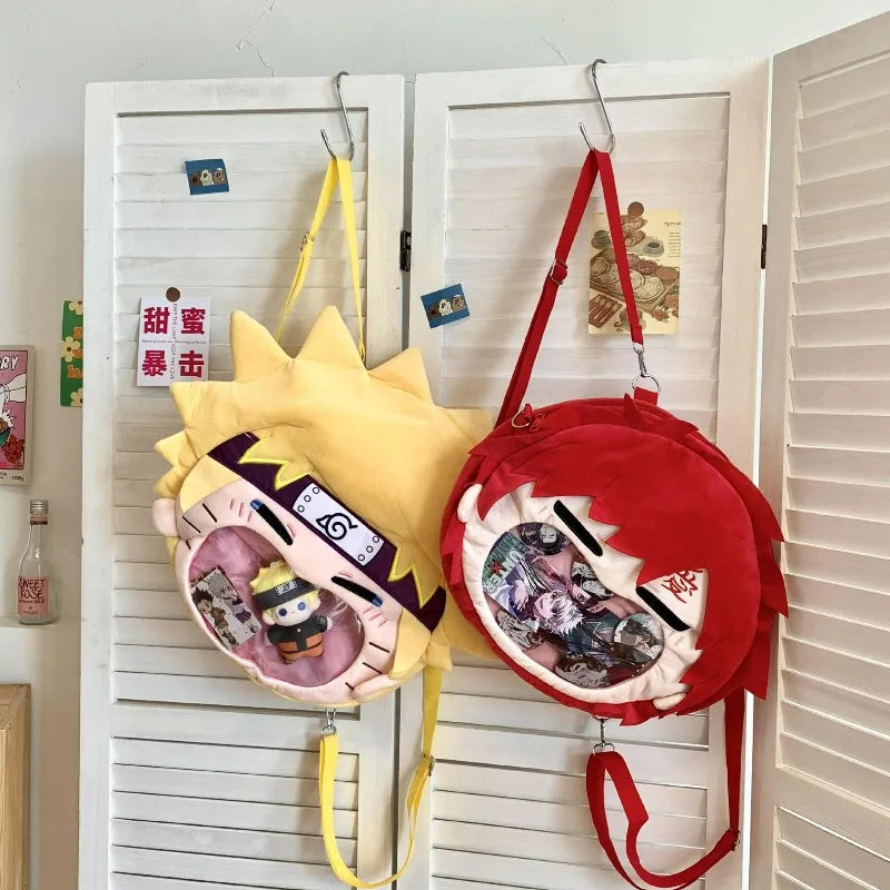 Cartoon Naruto Sasuke Backpack Anime Figure Gaara Itabag High-Capacity Travel Transparent Makeup Storage Bag Doll Toys Gifts