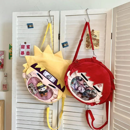 Cartoon Naruto Sasuke Backpack Anime Figure Gaara Itabag High-Capacity Travel Transparent Makeup Storage Bag Doll Toys Gifts