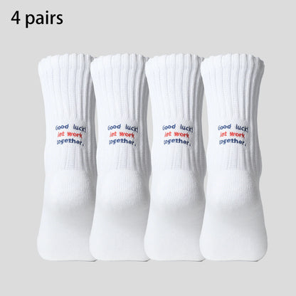 4 Pairs Men's Cotton Work Socks Cushioned Long Running Breathable Ankle Crew Socks Casual Socks for Men Cycling socks