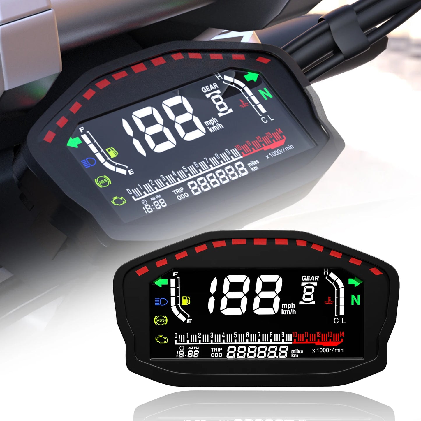 AD Universal RPM Motorcycle Meter GPS Speedometer Digital Odometer Electric Injection Carburetor Instrument Multi-function Trip