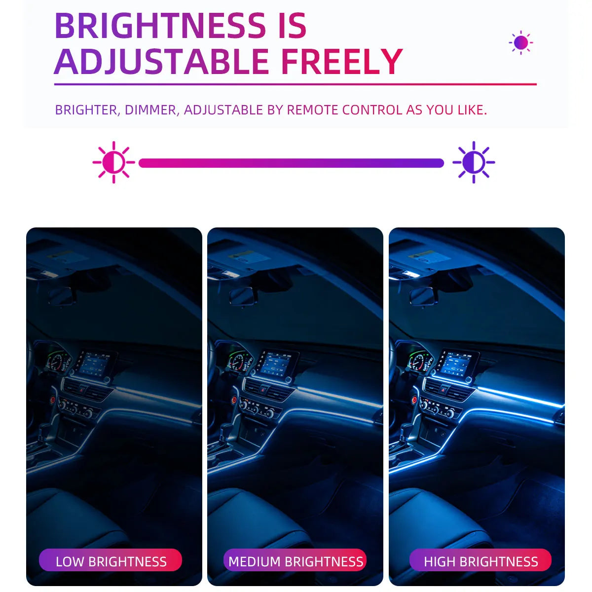 Car 4/5/6in1 Interior Decoration Ambient RGB Fiber-Optic Light Strip USB Dashboard Neon Light Strip App Control Accessories