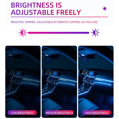 Car 4/5/6in1 Interior Decoration Ambient RGB Fiber-Optic Light Strip USB Dashboard Neon Light Strip App Control Accessories