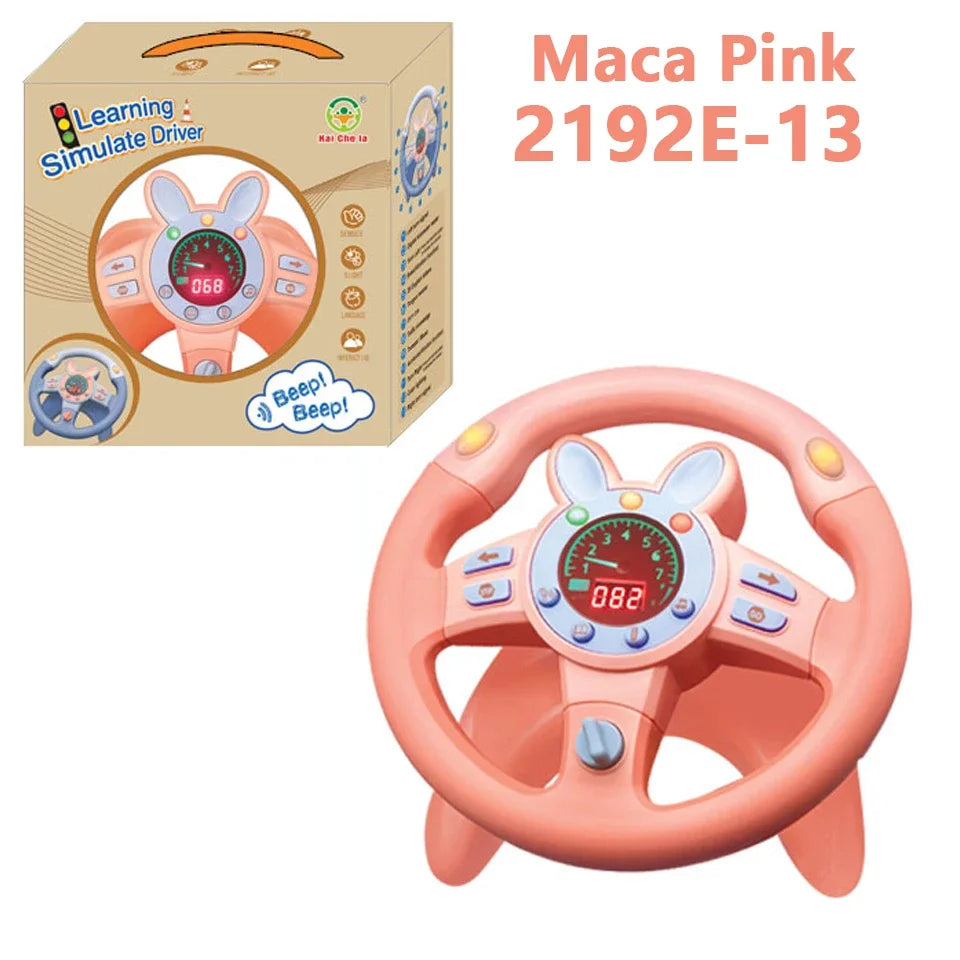 Simulation Steering Wheel Toy Montessori Eletric With Light Sound Baby Kids Musical Educational Copilot Stroller Steering Toy