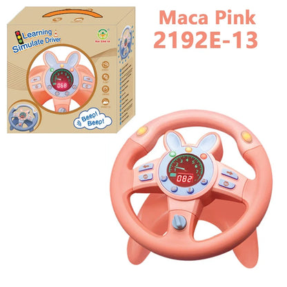 Simulation Steering Wheel Toy Montessori Eletric With Light Sound Baby Kids Musical Educational Copilot Stroller Steering Toy