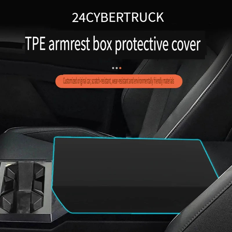 Center Console Armrest Cover For Tesla Cybertruck 2023 2024 2025 TPE Waterproof Armrest Box Cover Protector Interior Acessories