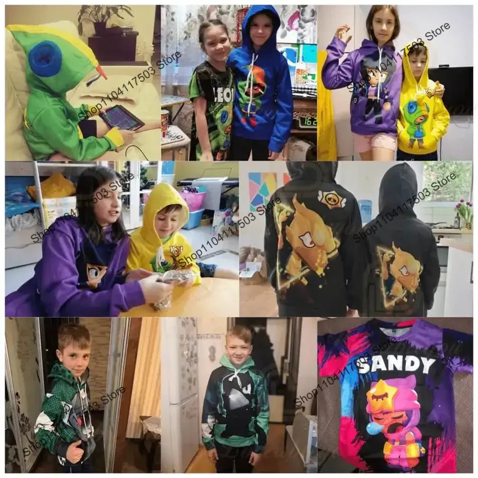 Brawler Leon Shooter Kids T-shirt Shooting Game Spike 3D Print Tshirt Boys Girls Cartoon Tops Teen Clothes
