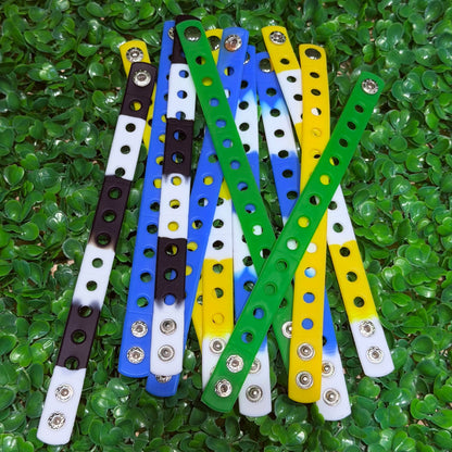 1/12/50/100PCS 21cm Silicone Flexible Holes Fit Shoe Charms Wrist Band Bracelet Sports Casual Bangle For Watches Decorations