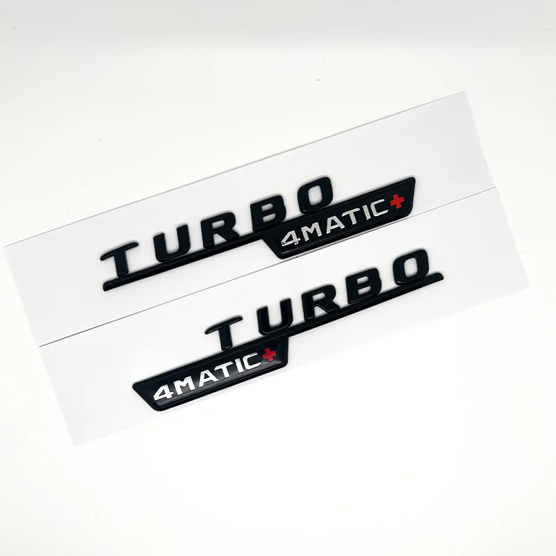 3D ABS Glossy Black Car Fender Badge Turbo 4MATIC Sticker Rear Trunk AMG Emblem A45 Logo For Mercedes Benz A 45 AMG W176 W177